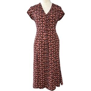 Diane Von Furstenberg Davina Silk Printed Geometric Midi‎ Dress